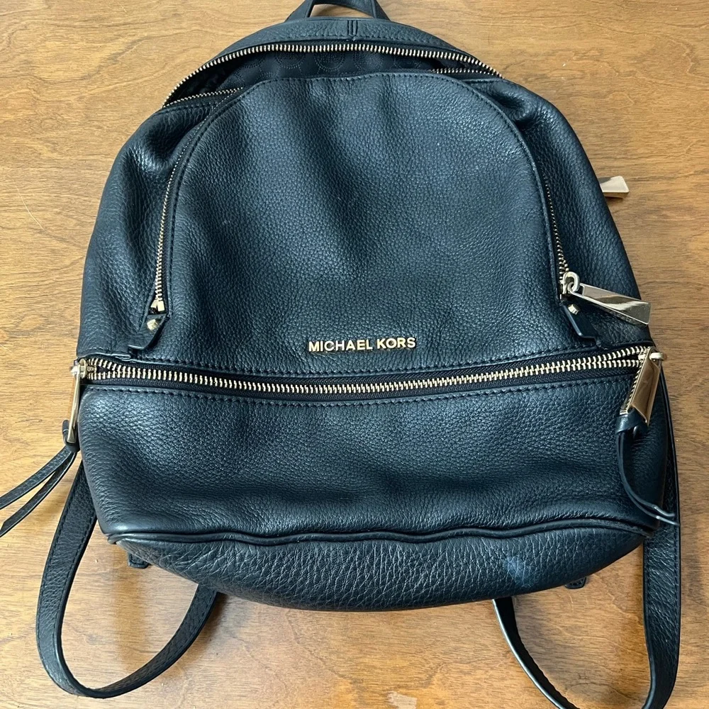 Michael Kors Black Leather Backpack